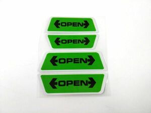 OPEN ステッカー 4枚セット 緑 給油口等に