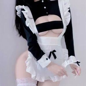 オープンバスト スクール水着 × メイド服 オープンクロッチ クロッチ開閉 セクシー コスプレ ナイトウエア XXL 2XL