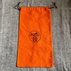 エルメス HERMES 巾着袋 保存袋 オレンジ Hロゴ