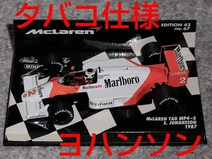 タバコ仕様 1/43 マクラーレン TAG MP4/3 ヨハンソン 1987 MacLaren TAG PORSCHE ポルシェ