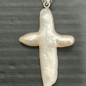 k14 バロックパール クロスペンダントトップ 美品!!