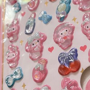 マイメロ ボンボンドロップシール 防水ステッカー 立体シール 硬いタイプ