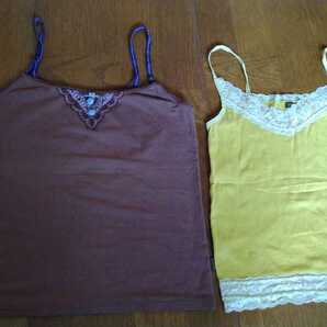 中古 une nana cool ウンナナクール キャミソール タンクトップ レース ブラウン DICKIES WORKWEAR イエロー 2枚 セット サイズ M