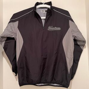 ミズノ 千葉ロッテマリーンズ 2WAY ハーフジップ ジャケット(XOサイズ)半袖&長袖 野球 トレーニングウェア ブラック