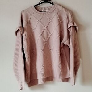 値下げ不可 新品 IEDIT イディット パール ビジュー ニットトップス