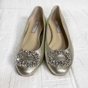 Dhyana. ディアナドット ビジュー フラット パンプス ゴールド 23.5 キラキラ ラインストーン フラットシューズ