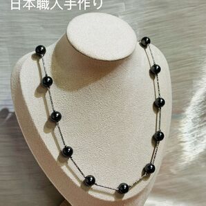 【感謝祭】日本職人手作10㍉黒真珠ローグネックレス65cm 冬にぴったり