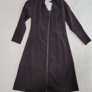 ジップアップワンピース ブラウン