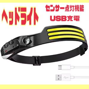 ヘッドライト USB充電式 高性能 LED 軽量 DIY アウトドア 防災 高輝度 センサーモード搭載 超軽量 懐中電灯 照明