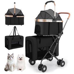 ペットカート 2段 分離型 ダブルデッカー 犬用 カート前輪360°回転 前後輪ブレーキ付き 折りたたみ式 各20KG 犬猫兼用