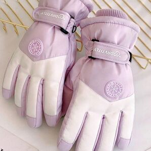 スキーグローブ スキー手袋 スノボグローブ 防寒手袋 防寒防水 スマホ対応 裏ボア付き 滑り止め 裏起毛 防撥水 パープル 紫