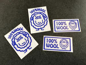 送料無料♪ 100%WOOL ステッカー お得 大サイズ4枚セット 青色 US ミリタリー ハーレー カブ 所さん 世田谷ベース 世田谷