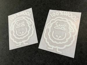 送料無料♪ 100%WOOL 001 ステッカー 中サイズ2枚セット 白色 US ミリタリー ハーレー カブ 所さん 世田谷ベース 世田谷