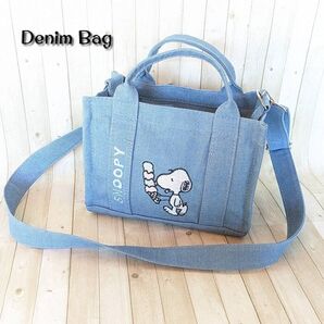 DB02 2WAYミニトート デニムショルダーバッグ スヌーピー アイスクリーム