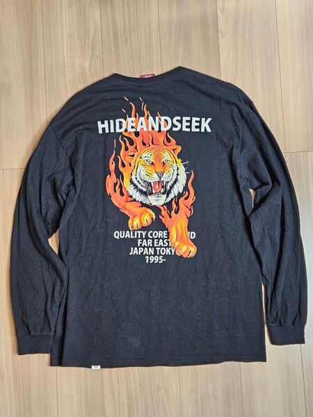 hide and seek Tiger L/S Tee 25ss ハイドアンドシーク ロンT 長袖Tシャツ 虎 タイガー ブラック