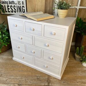 大幅値下げセール中!木製多引き出し桐チェストタンスBホワイト60㎝×53㎝(引き戸付)小物収納飾り棚テレビ台置台桐材無垢洋タンス