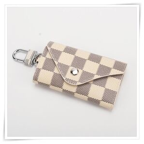 市松模様 格子柄 チェック柄 キーケース 折り畳み ホワイト
