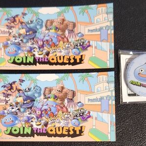 ドラゴンクエスト JOIN THE QUEST! 缶バッジ ステッカー2枚 プレミアムアウトレット