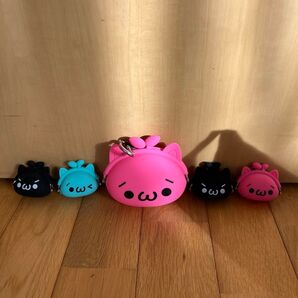 顔文字シリコンがま口ポーチ 5個セット
