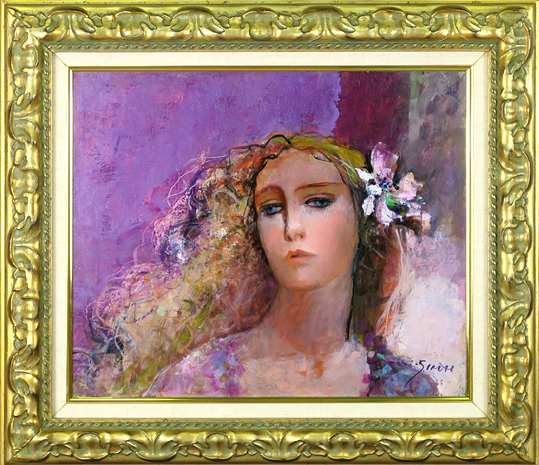 Sachiko Imai (Flowers Decorated F8) Oil Painting Authentic Acre, Painting, Oil painting, Portraits