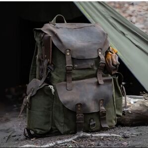 レザーキャンバスバックパック ラックサック 45L ブッシュクラフト