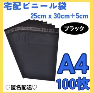 宅配ビニール袋 100枚 A4 ブラック テープ付 梱包袋 宅配用 宅急便 クリックポスト 新品
