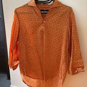 SHIPS パターン入り7分袖シャツ Sサイズ プルオーバー