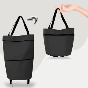 キャリー エコバッグ キャスター付 買い物 折りたたみ ショッピングカート キャリーバッグ バッグ 黒 手さげ コロコロ ブラック