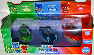 日本未発売 しゅつどう!パジャマスク PJ Masks トミカ サイズ ダイキャスト ミニカー 3台 キャットカー Teamsterz ディズニージュニア