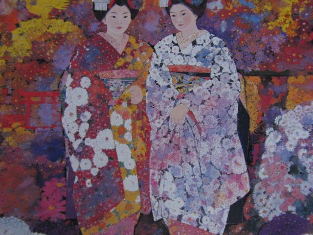 Saito Seisaku, [Chrysanthemenfest], Aus einer seltenen Sammlung von Rahmenkunst, Neuer Rahmen inklusive, In guter Kondition, Porto inklusive, Japanischer Maler, Malerei, Ölgemälde, Porträts