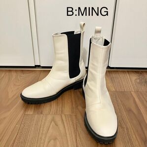 B:MING by BEAMS サイドゴアブーツ ホワイト 22.5cm