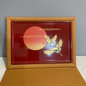 うるし小物置き(鶴) NTT 蒔絵 伝統品 伝統工芸品 日本 漆器 インテリア 鶴 トレー お盆 金彩