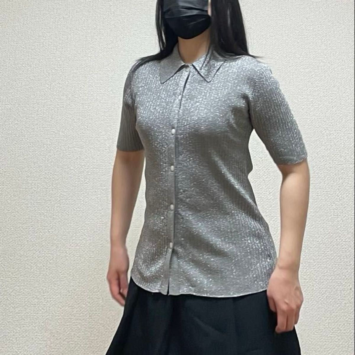 SENSE OF PLACE 半袖リブ編みニットセーター 