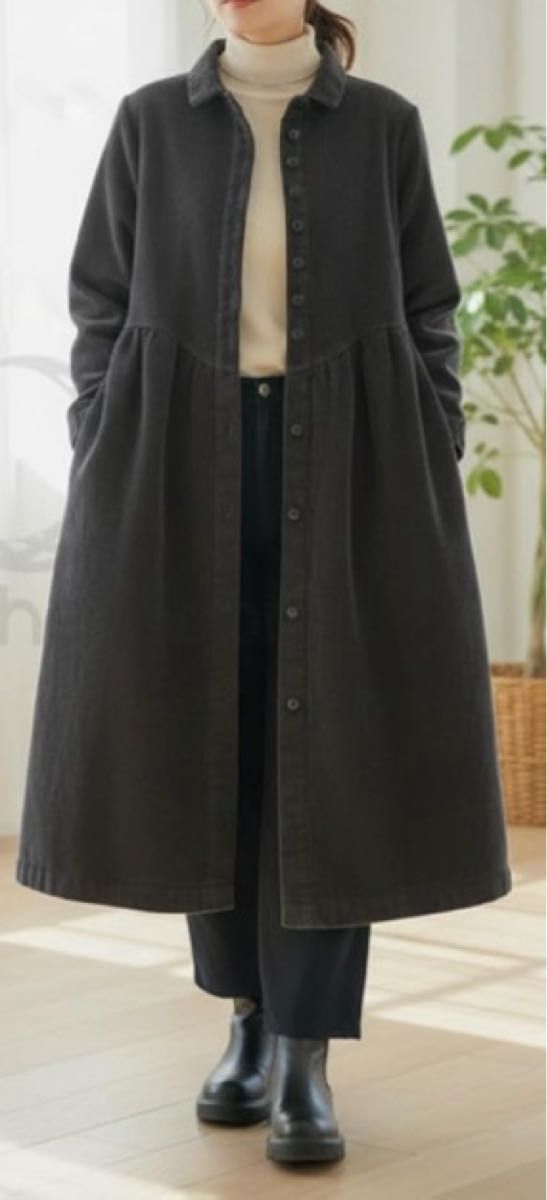 コーデュロイ ロングコート 2WAY ワンピース アウター 起毛 前開き ゆったり ロング丈 体型カバー 大人可愛い ナチュラル