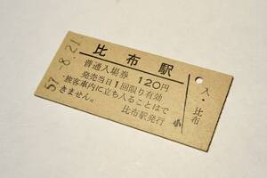国鉄 宗谷本線「比布駅」入場券(ぴっぷ/昭和57年/1982年/無人駅化前/硬券/切符/レトロ)
