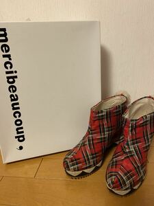 Красивые товары ◆ Merci Bouque Ookami Kobu Короткая добыча в Heal Boots ◆ Тартан проверка ◆ Размер 24,0-24,5