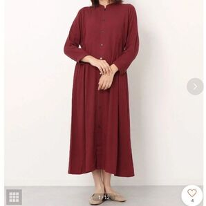 日本製 Rename バーガンディ シャツ ワンピース マキシ丈
