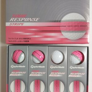 (新品)ゴルフボール テーラーメイド ツアーレスポンス ストライプ ピンク 1ダース