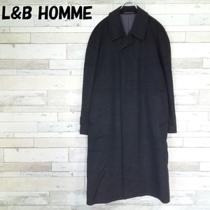 【人気】L&B HOMME/エルアンドビー オム カシミヤ100％ 比翼 ステンカラーコート チャコールグレー サイズLL/8247