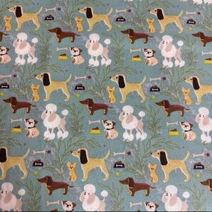 長さ100cm*110cm(幅) 可愛い犬 ワンコ 20番シーチングハギレ生地綿布コットン