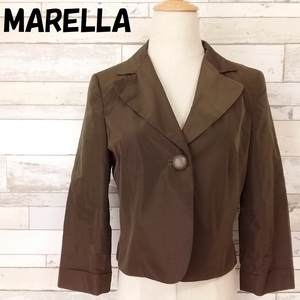 [ popular ]MARELLA/mare-la Italy made nylon 1 button jacket by return sleeve Brown size 40 lady's /7839