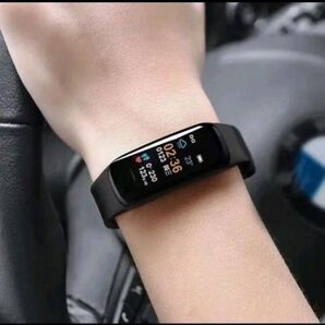 スマートウォッチ 血圧計/歩数計/心拍計 ブレスレット Android/iPhone対応 薄型 天候連動 男女兼用 新品 ブラック