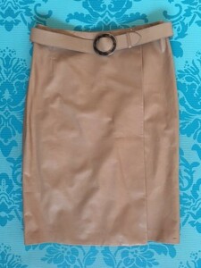  Ralph Lauren RALPH LAUREN leather LAP skirt Camel size 4 belt attaching 