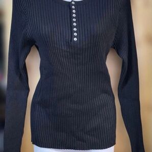 INGNI 黒のリブ編み長袖トップス 前後2wayカットソー フリーサイズ