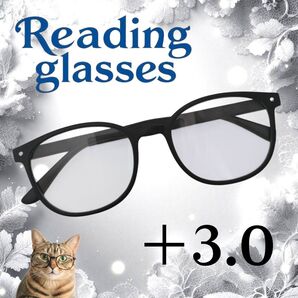 老眼鏡+3.0 シニアグラス ボストン ブラックN リーディンググラス バネ式
