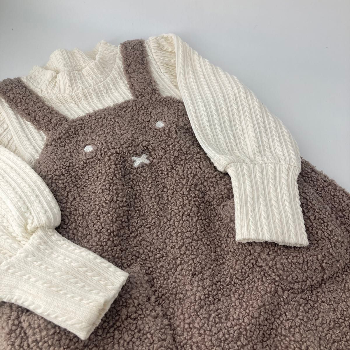 女の子　長袖　重ね着風　ワンピース　ミッフィ　petit main 100