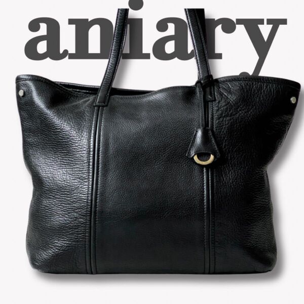 aniary アニアリ 本革 トートバッグ シボ革 レザー ブラック 黒 ビジネス 通勤 シンプル メンズ 迷彩