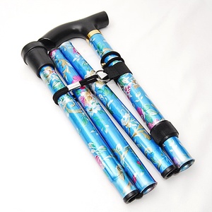 [ uniform carriage 185 jpy ] floral print aluminium folding cane blue folding cane aluminium stick cane stick walking assistance walking nursing health appliances blue 