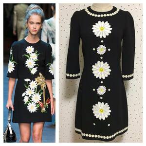  genuine article masterpiece Dolce & Gabbana flower Margaret design One-piece 40 black black Dolce&Gabbana DOLCE&GABBANA