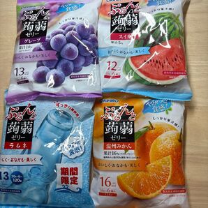 ぷるんと蒟蒻ゼリー オリヒロ グレープ・スイカ・温州みかん ラムネ(期間限定)4袋 群馬県産蒟蒻粉使用 おやつ ダイエット